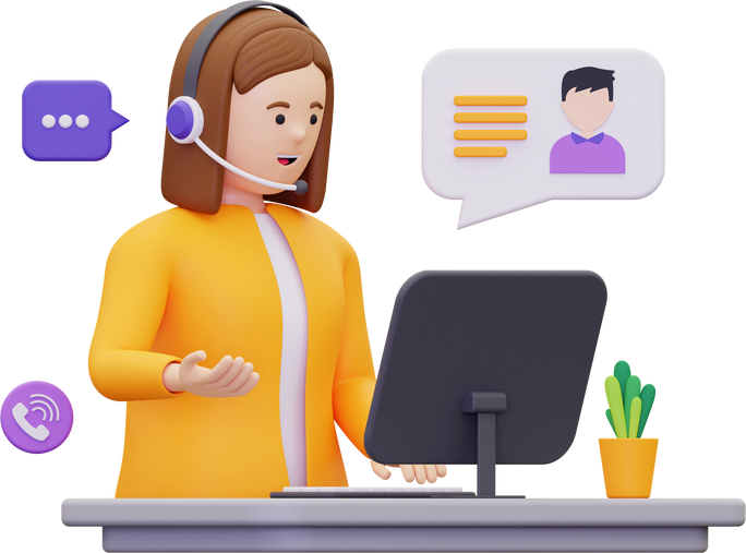 3d female customer care executive illustration